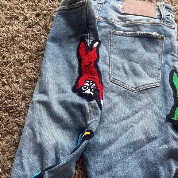 Ice cream Bill Breaker medium wash blue button fly patches distress jeans - Picture 12 of 15